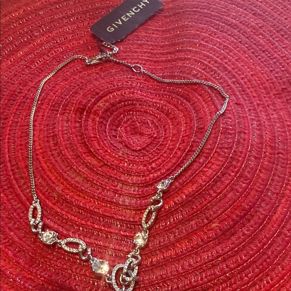 Givenchy Silver Necklace with Clear Accents